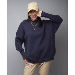 Navy Crew Neck Oversized Pullover Sweater
